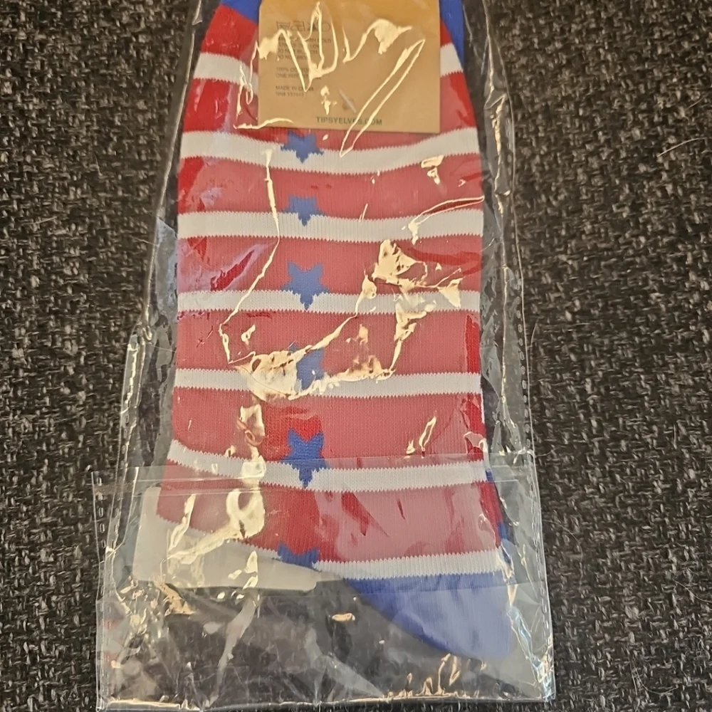 NWT Tipsy Elves Women's USA Striped Patriotic Socks One Size Red White & Blue